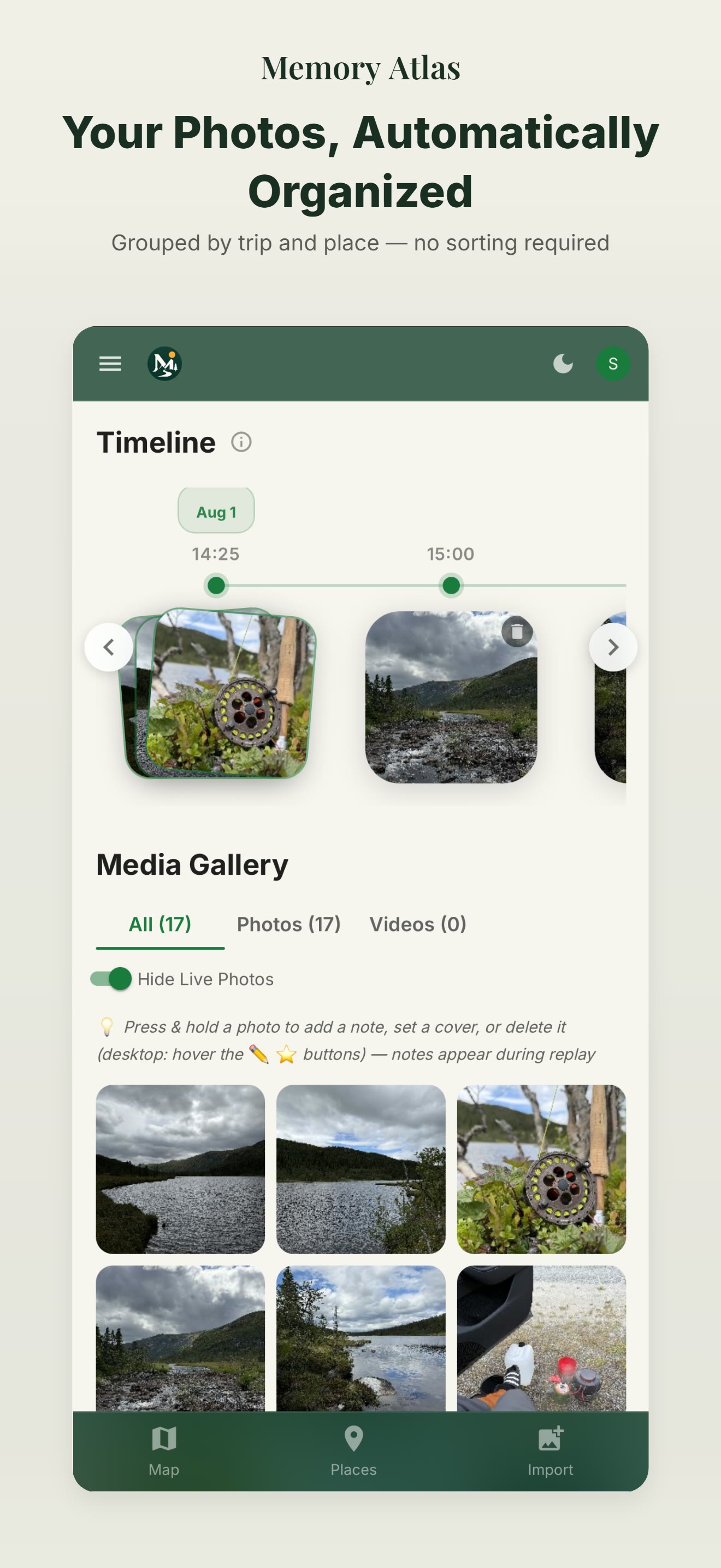 Captura de la app de Memory Atlas 3
